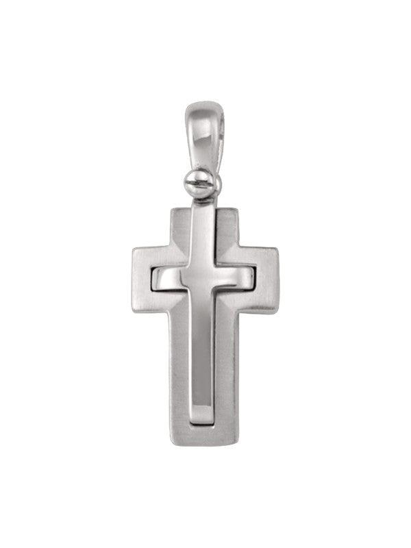 14 Karat White Gold Religious Italian Cross