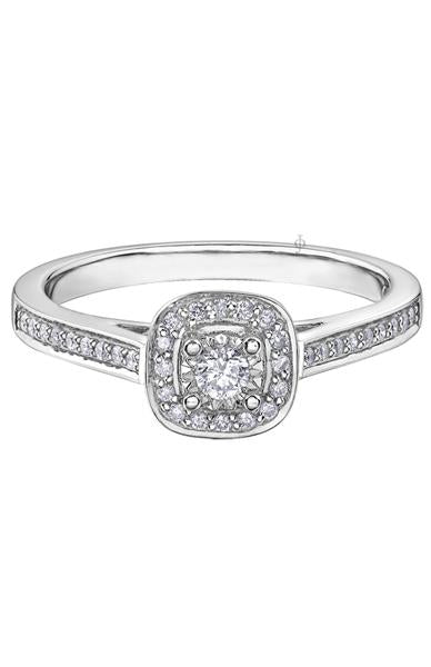 10K White Gold 0.19TDW Diamond Halo Engagement Ring