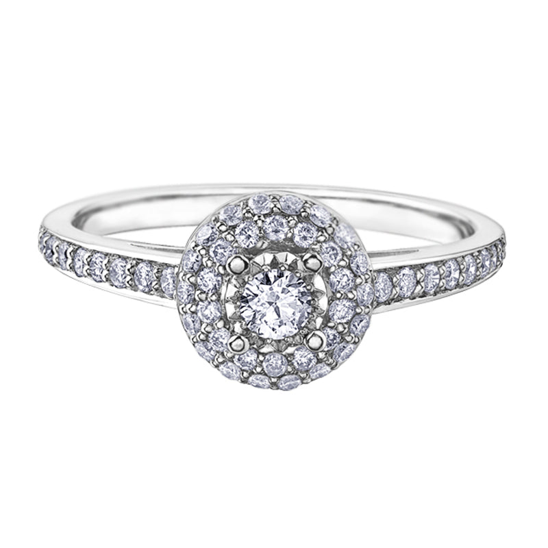 10K White Gold 0.45TDW Diamond Halo Engagement Ring
