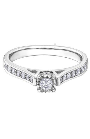 10K White Gold 0.30TDW Diamond Classic Illusion Set Engagement Ring