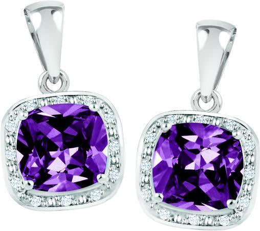 June Birthstone Earring with Diamond Accent set in Sterling Silver 8465069