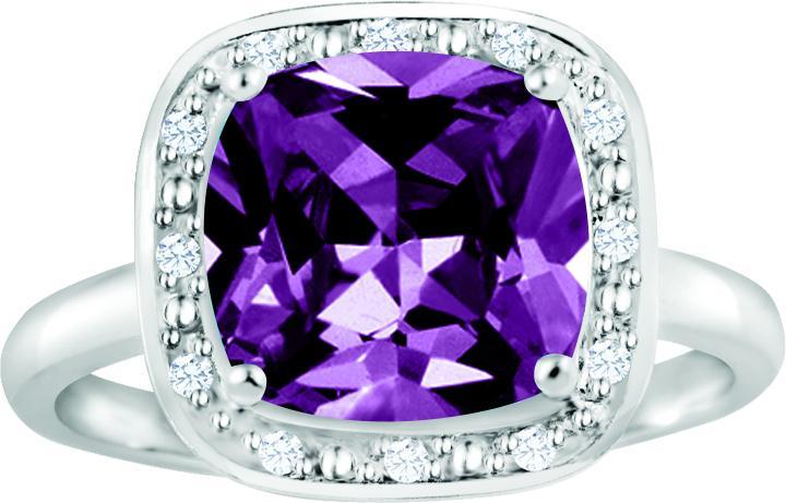 June Birthstone Ring with Diamond Accent set in Sterling Silver 8765069