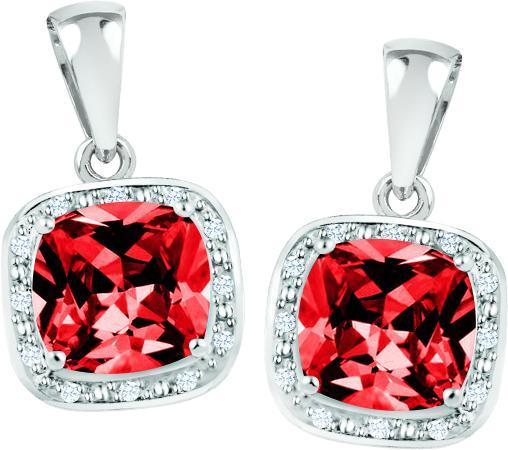July Birthstone Earring with Diamond Accent set in Sterling Silver 8465079