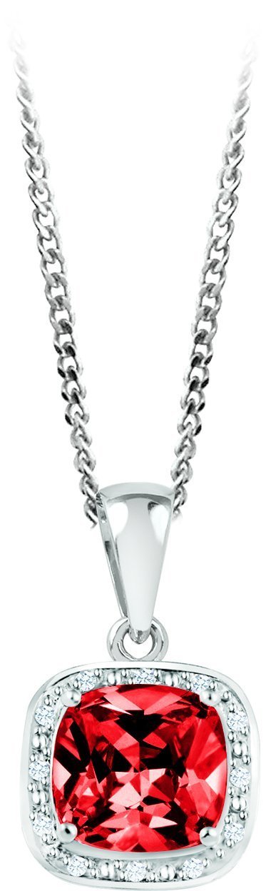 July Birthstone Pendant with Diamond Accent set in Sterling Silver