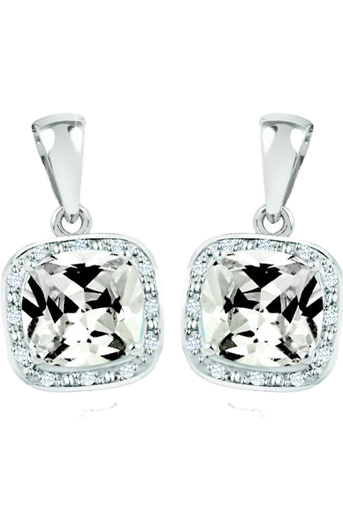 April Birthstone Earring with Diamond Accent set in Sterling Silver 8465049