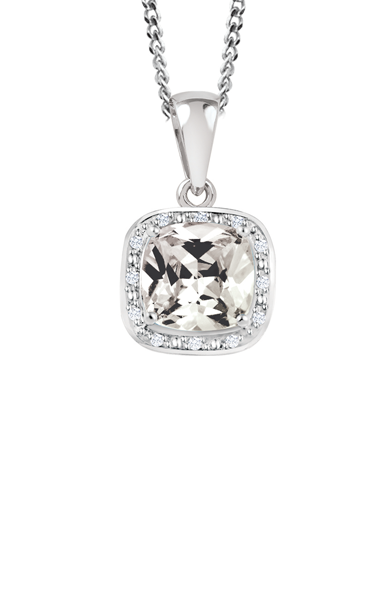 April Birthstone Pendant with Diamond Accent set in Sterling Silver